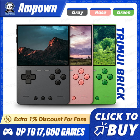 TRIMUI BRICK Video Game Console CNC Aluminum Alloy 3.2''IPS Screen A133P Linux OS TRIMUIUI LED Lighting Free Keycaps Player Gift