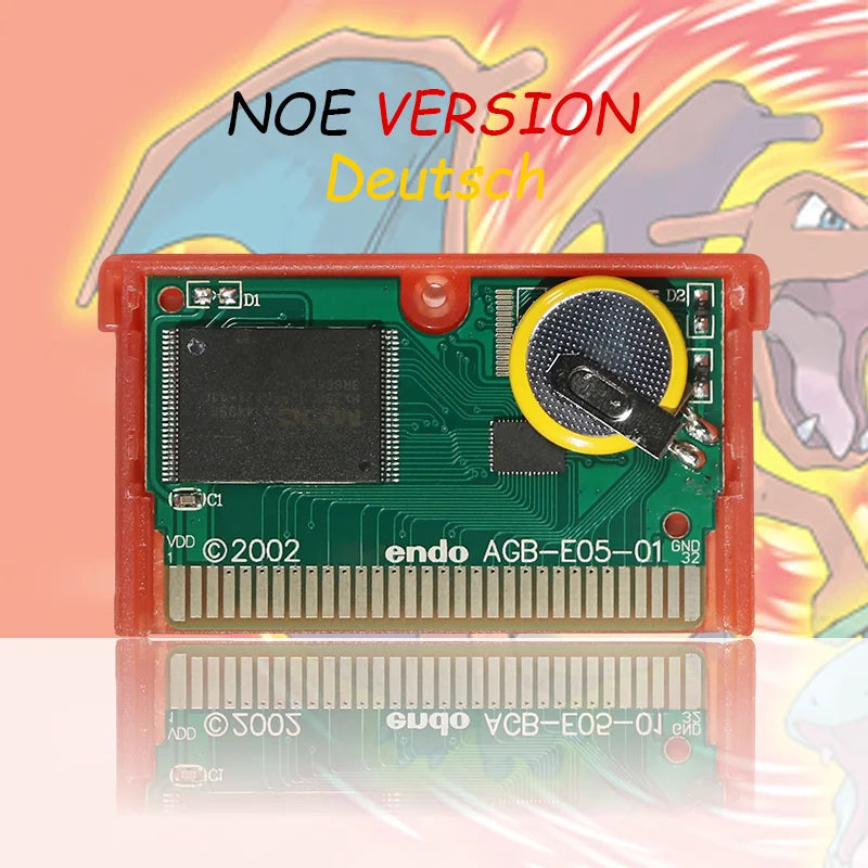 NOE Version Pokemon Blattgrune/Feuerrote/ Rubin/Saphir/Smaragd Video Game Cartridge High Quality with Battery for GBC