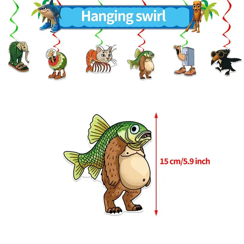 Brainrot Party Favor Tralalero Tralala Shark Plush Stuffed Soft Doll  Ornament Keychain Sticker Balloon Set Glass Party Supplies