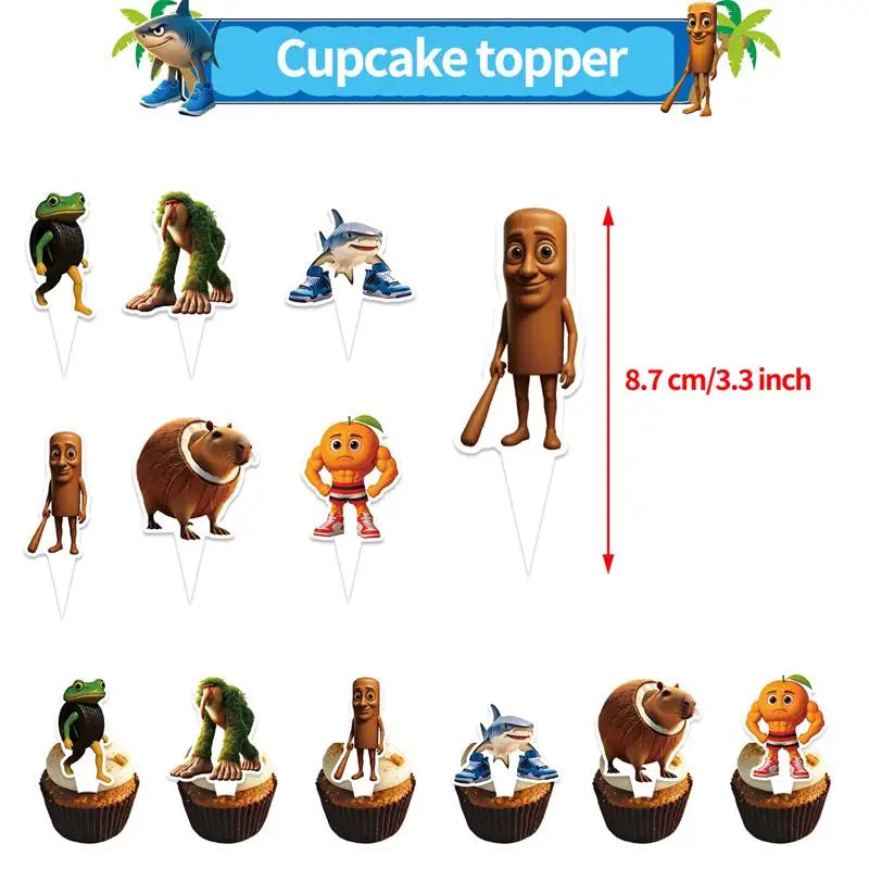 Brainrot Party Favor Tralalero Tralala Shark Plush Stuffed Soft Doll  Ornament Keychain Sticker Balloon Set Glass Party Supplies