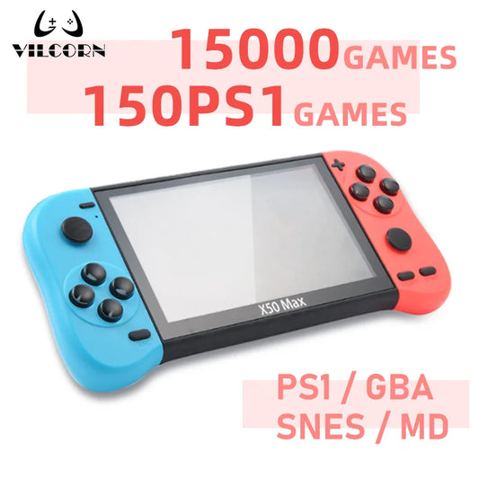VILCORN X50 MAX Handheld Game Console for PS1 Retro Games Kids Video Game Player for GBA/SNES Portable Audio Gaming Console