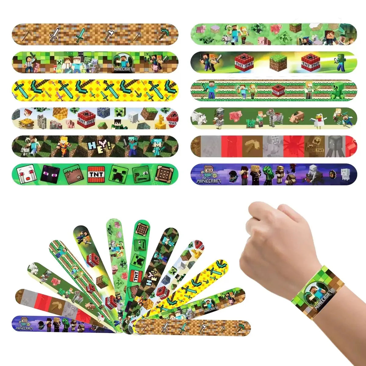 Video Game Birthday Party Favors Bracelets Straw Keychain Kids Miner Craftings Birthday Party Favors Gift School Reward Pinata