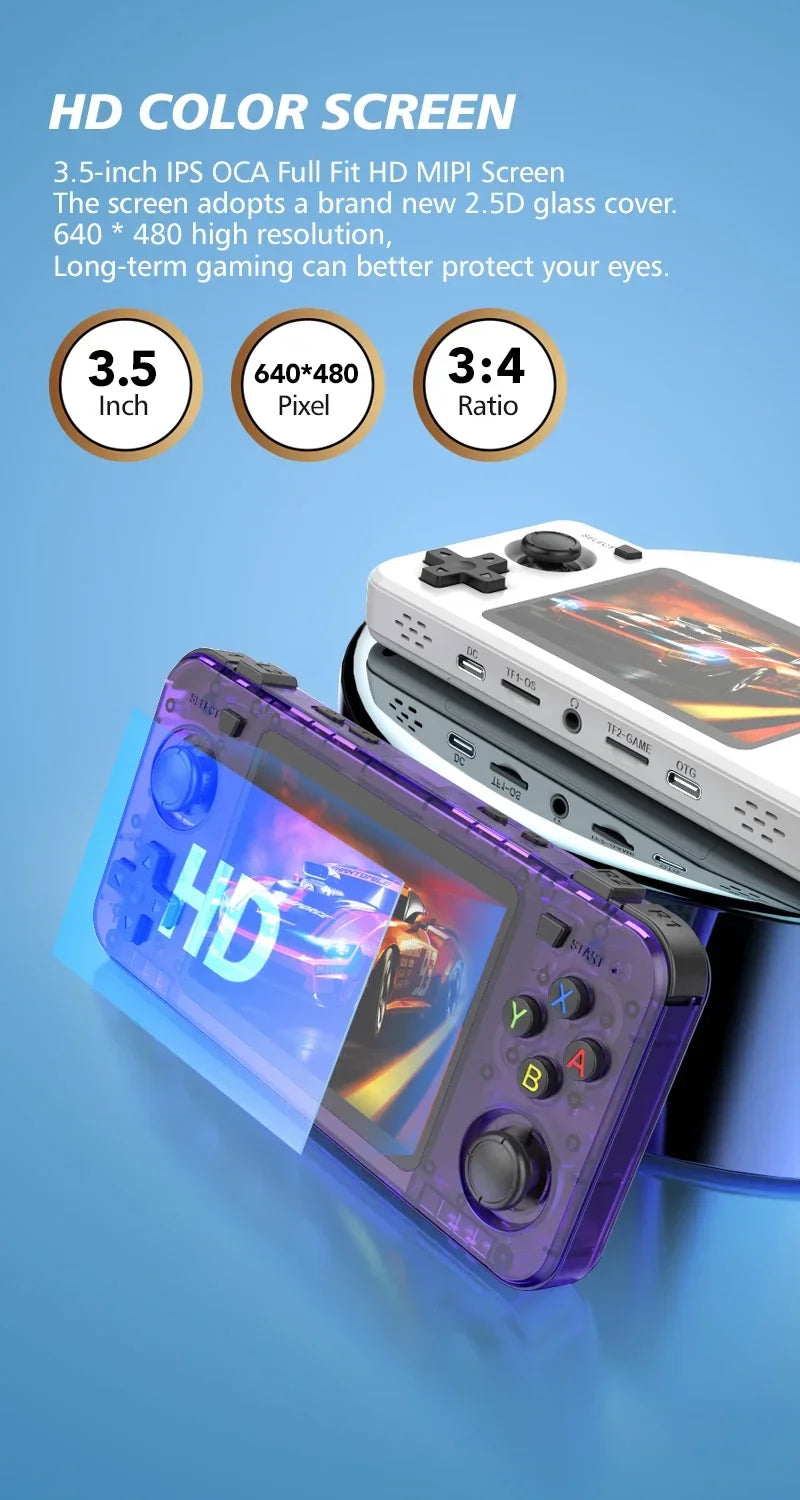 R36H Retro Handheld Video Game Console Linux System 3.5 Inch IPS Screen Portable Pocket Video Player R36S 64G 128G Game Boy Gift