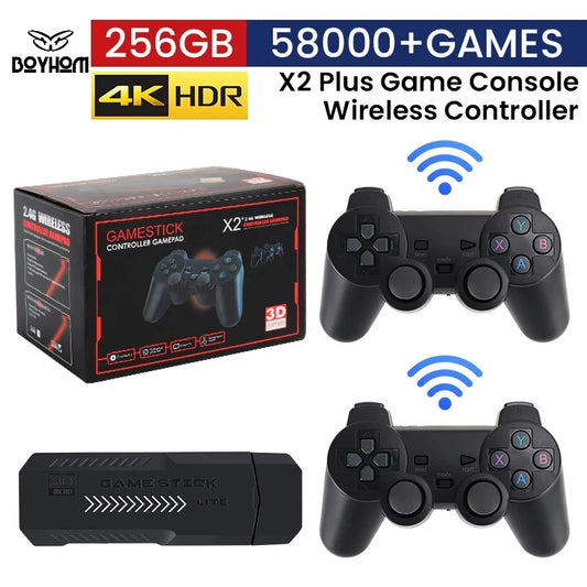 BOYHOM X2 Plus 256G 58000 Game 4K Game player 3D HD Retro Video Game Console Wireless Controller TV 50 Emulator For Kids Gifts