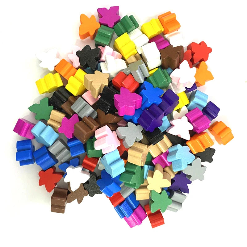 100 Wooden Meeples 14 colors 16mm Extra Board Game Pawns Pieces Replacement Tabletop Gaming components and Upgrade Accessories