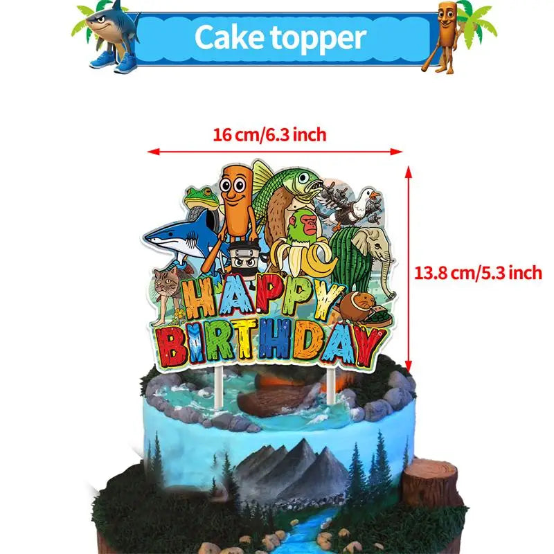 Brainrot Party Favor Tralalero Tralala Shark Plush Stuffed Soft Doll  Ornament Keychain Sticker Balloon Set Glass Party Supplies