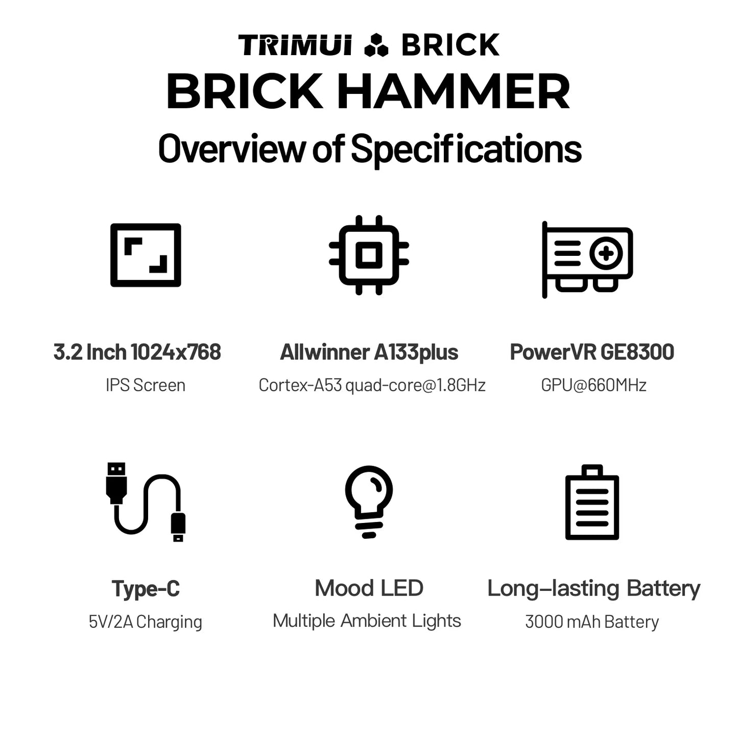 TRIMUI BRICK Video Game Console CNC Aluminum Alloy 3.2''IPS Screen A133P Linux OS TRIMUIUI LED Lighting Free Keycaps Player Gift