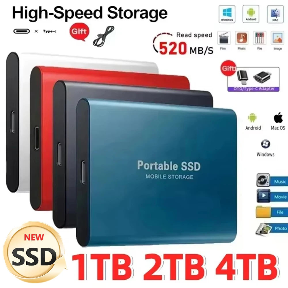 Original Hard Disk 1TB External Hard Drive 2TB High Speed Portable SSD 16TB High Capcity Solid State Drive for Laptop/Phone/Mac