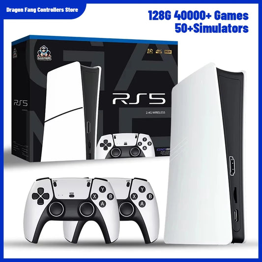 RS5 TV Game Console Dual Stick Wireless Controller Game 40000+128GB Double Joystick 4K Retro Suitable for PC, Android, TV USB