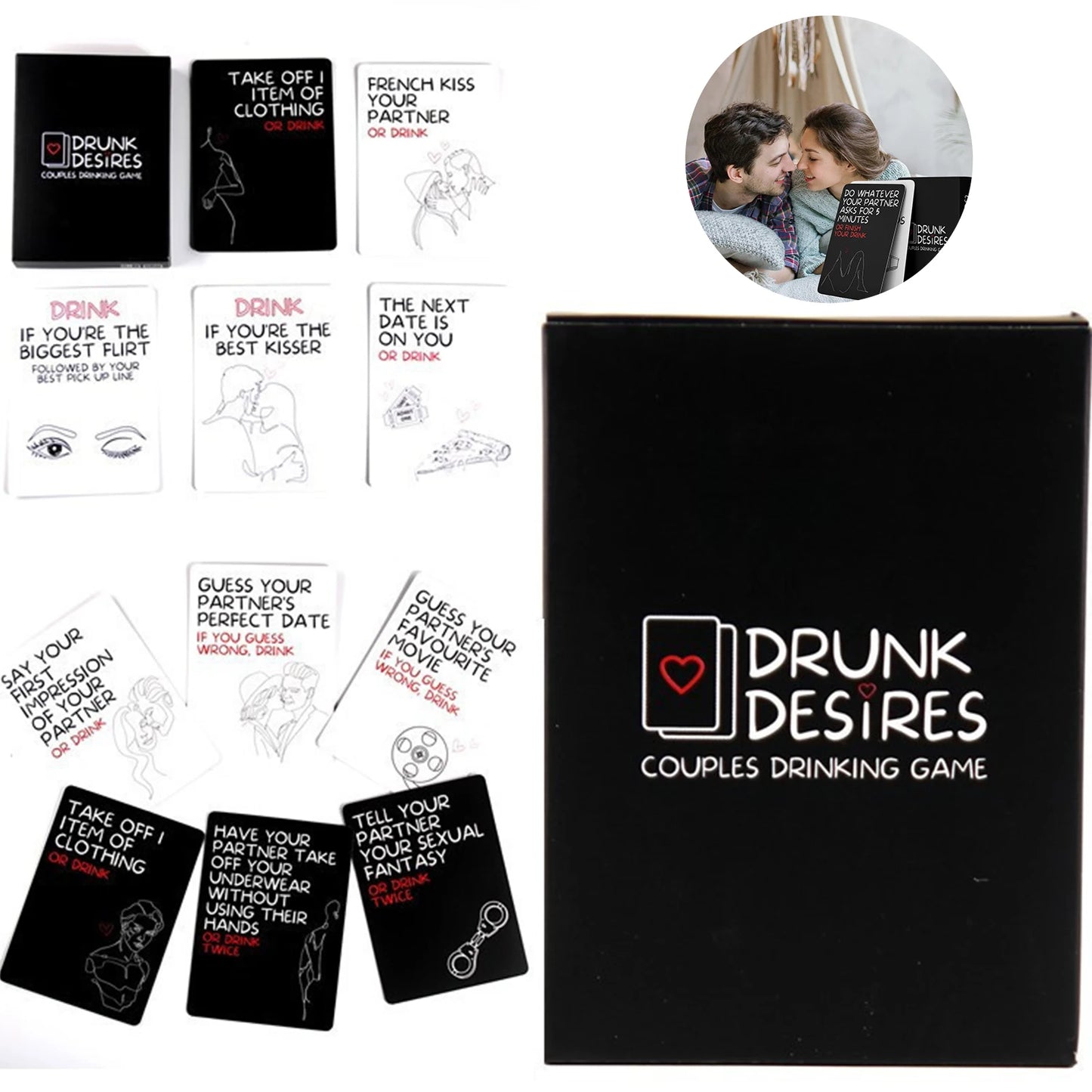 Drunk Couples Desires Card Game Interactive Card Party Board Card for Birthday Gifts New Year's Gifts