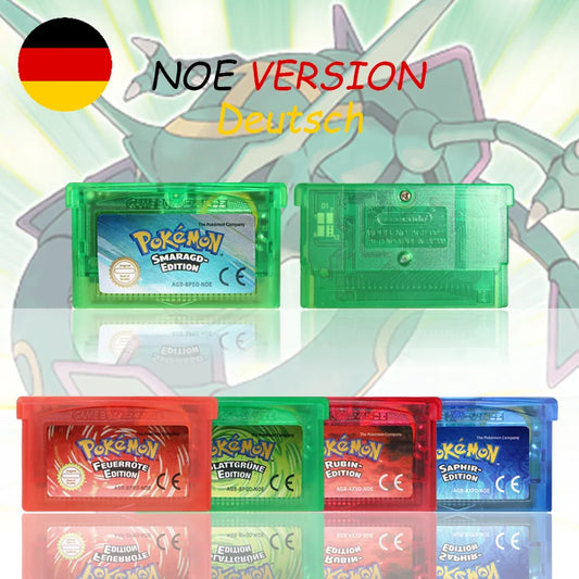 NOE Version Pokemon Blattgrune/Feuerrote/ Rubin/Saphir/Smaragd Video Game Cartridge High Quality with Battery for GBC