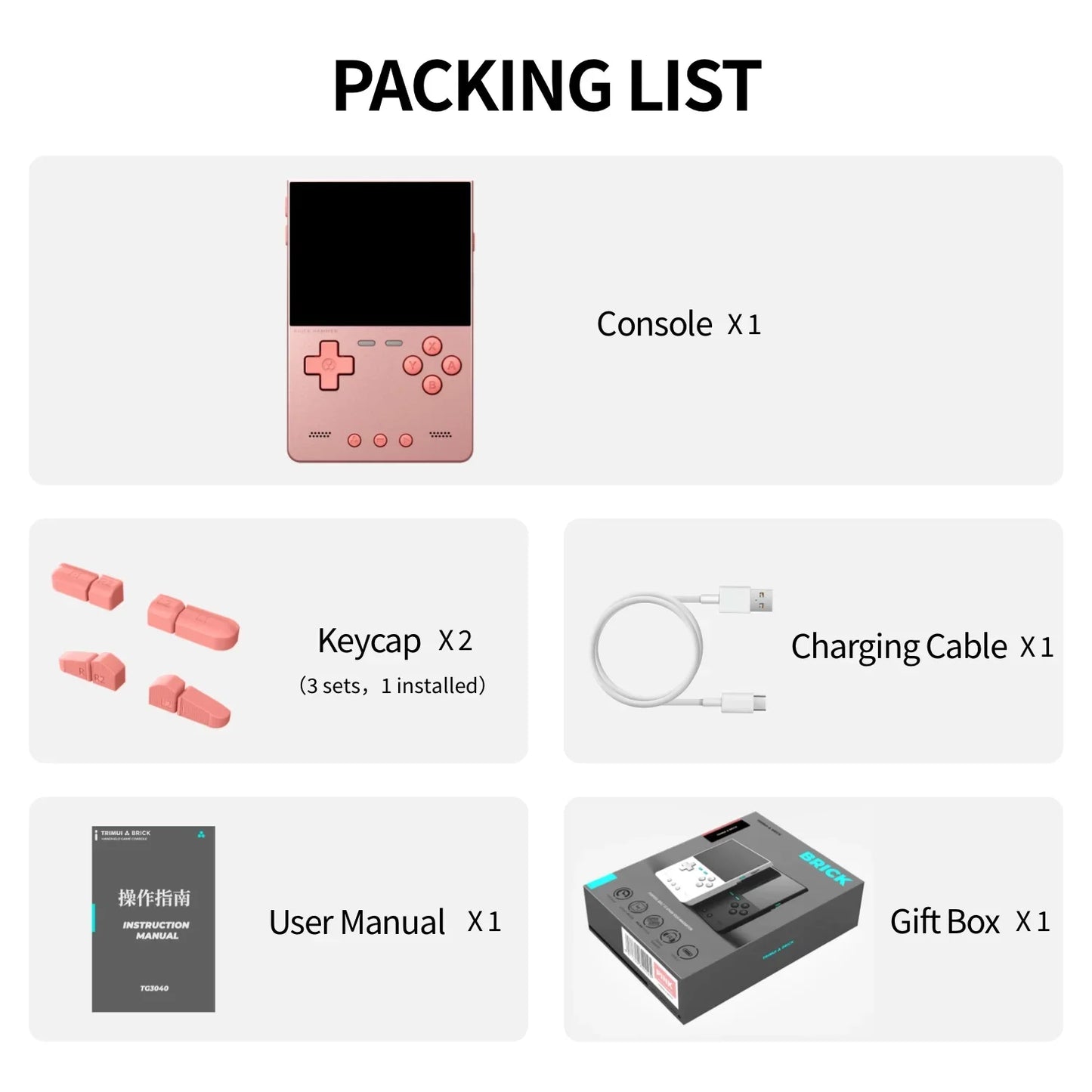 TRIMUI BRICK Video Game Console CNC Aluminum Alloy 3.2''IPS Screen A133P Linux OS TRIMUIUI LED Lighting Free Keycaps Player Gift