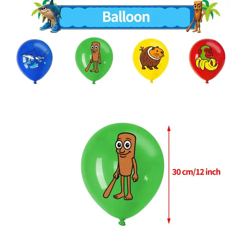 Brainrot Party Favor Tralalero Tralala Shark Plush Stuffed Soft Doll  Ornament Keychain Sticker Balloon Set Glass Party Supplies