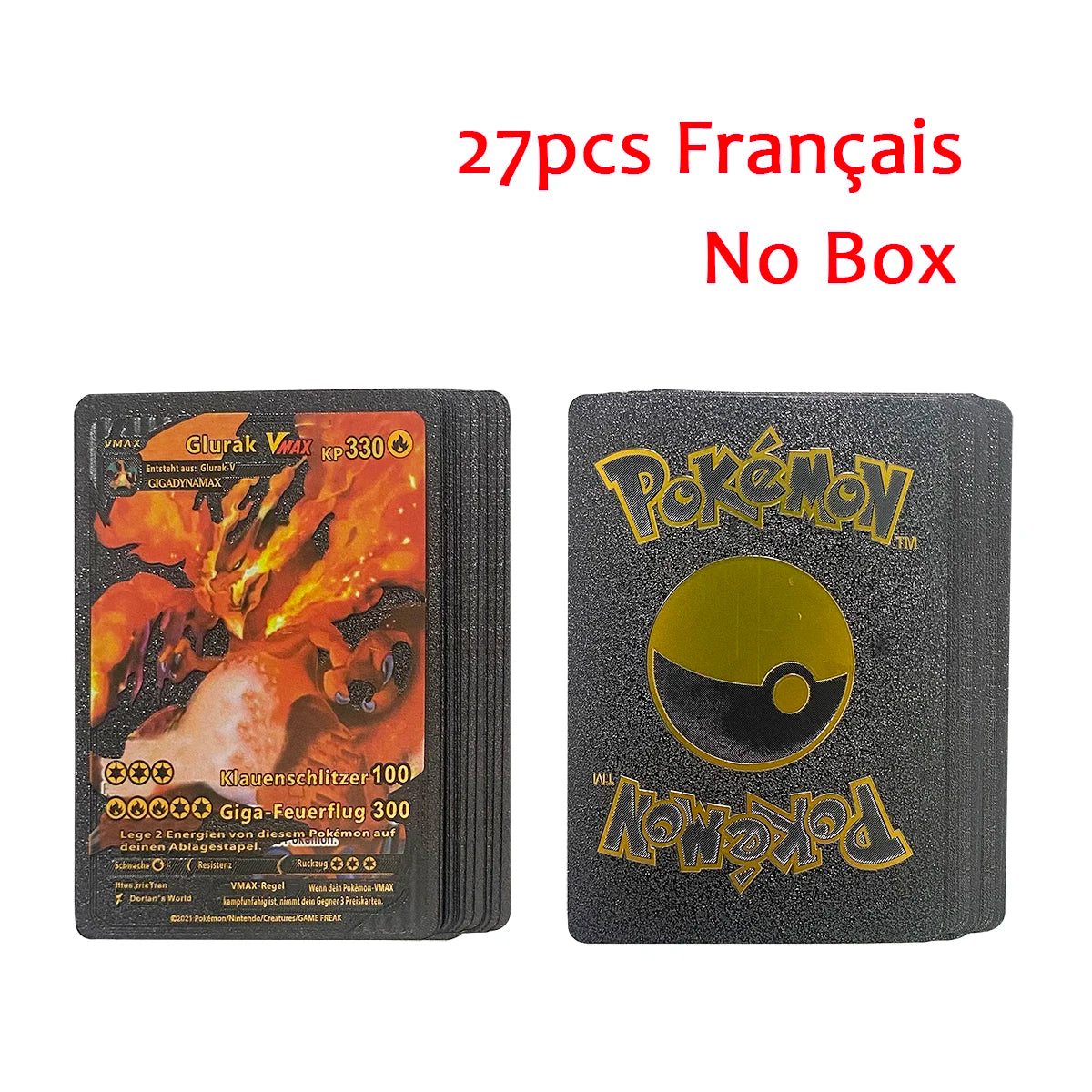 11-110Pcs Pokemon Cards Gold Foil Golden Letters English Spanish French German Game Card Metalicas Charizard Vmax Gx Series Gift