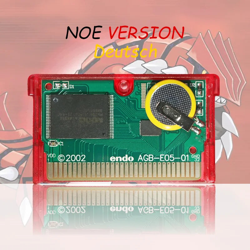 NOE Version Pokemon Blattgrune/Feuerrote/ Rubin/Saphir/Smaragd Video Game Cartridge High Quality with Battery for GBC