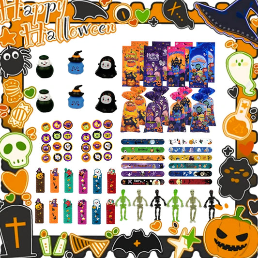 Halloween Toys Random Gyroscope Pumpkin Shell Ruler Gift Bags Simulated Spider Ghost Power Car Halloween Party Favors For Kids
