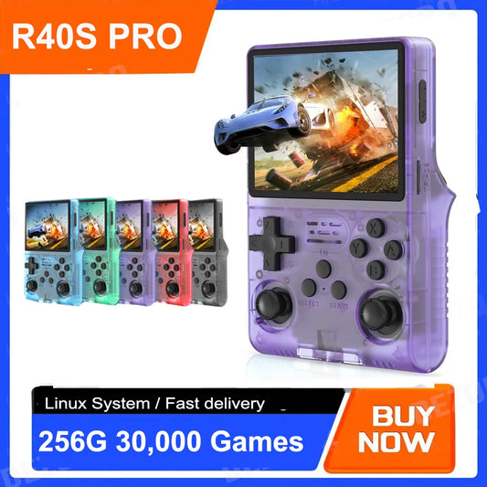 R40S Pro Game Console Retro Handheld Game Linux System 3.5 Inch IPS Screen Mini Potable Pocket Video Game Consola 256G Game Kid