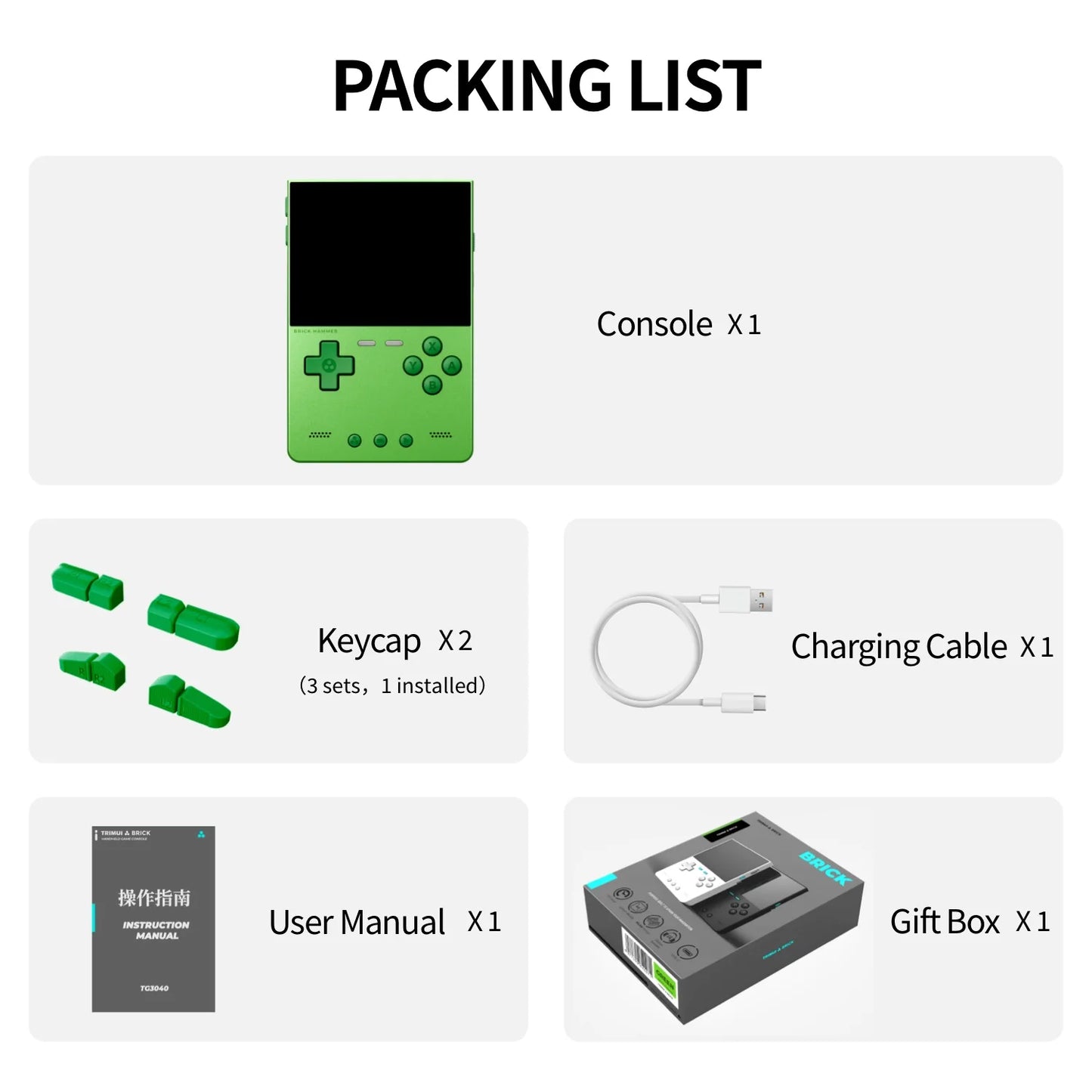 TRIMUI BRICK Video Game Console CNC Aluminum Alloy 3.2''IPS Screen A133P Linux OS TRIMUIUI LED Lighting Free Keycaps Player Gift