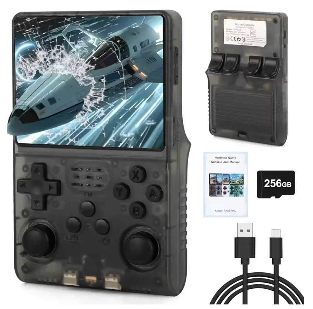 R40S Pro Game Console Retro Handheld Game Linux System 3.5 Inch IPS Screen Mini Potable Pocket Video Game Consola 256G Game Kid