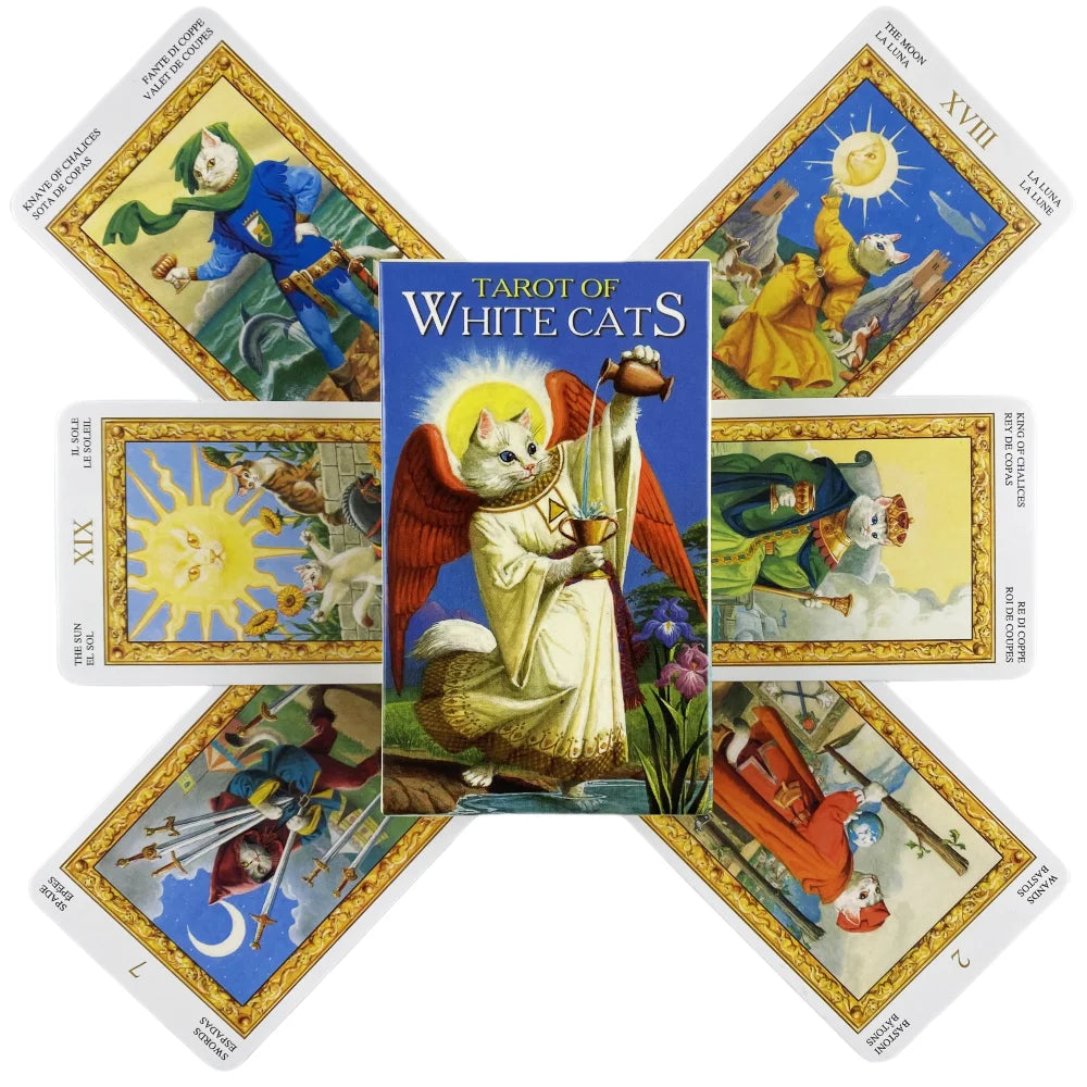 Tarot Of White Cats Cards A 78 Deck Oracle English Divination Edition Borad Playing Games