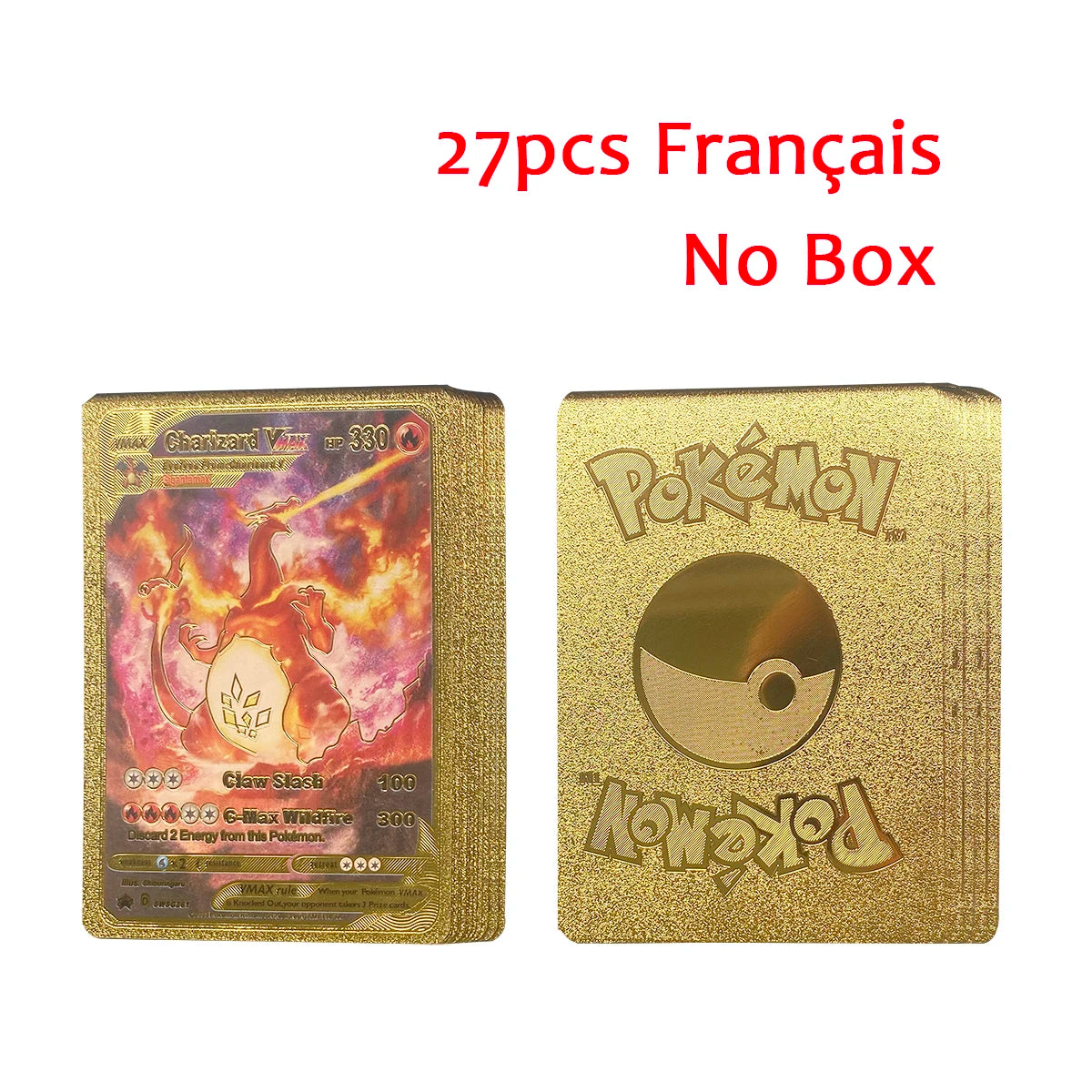 11-110Pcs Pokemon Cards Gold Foil Golden Letters English Spanish French German Game Card Metalicas Charizard Vmax Gx Series Gift