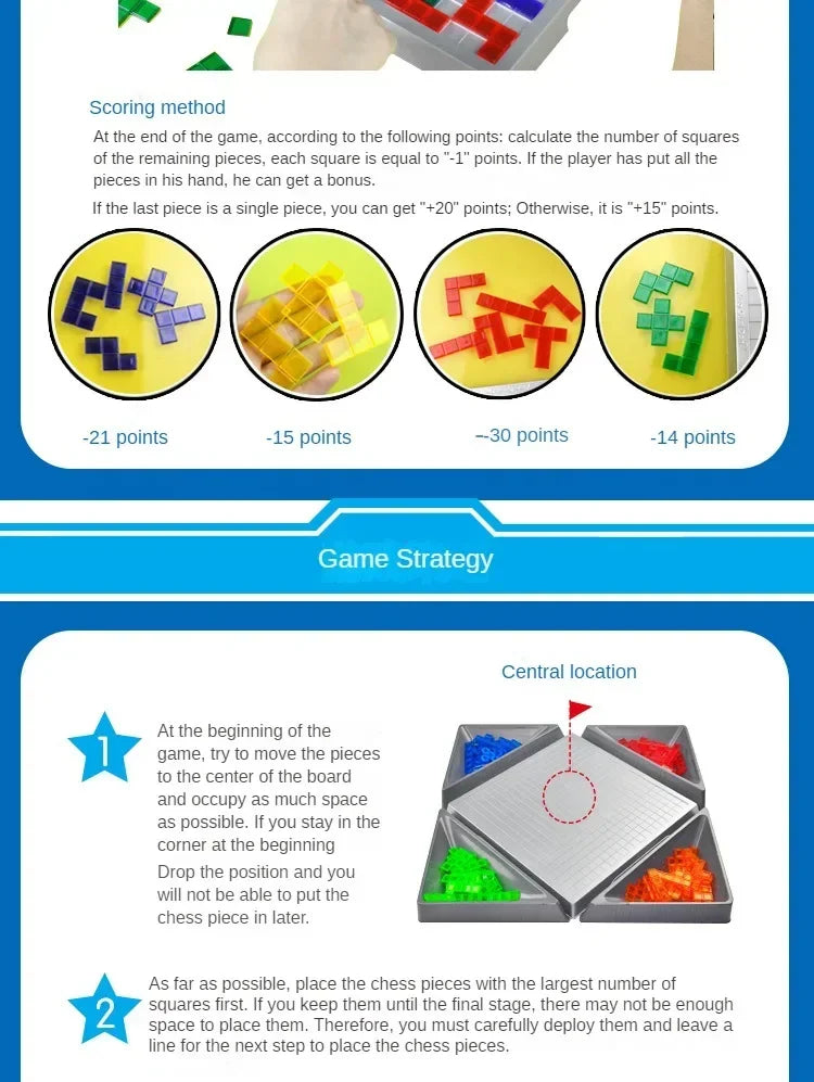 Children Intellectual Puzzle Strategy Board Educational Toys Colored Squares Game Kids Family Party Indoor Desktop Jigsaw Games