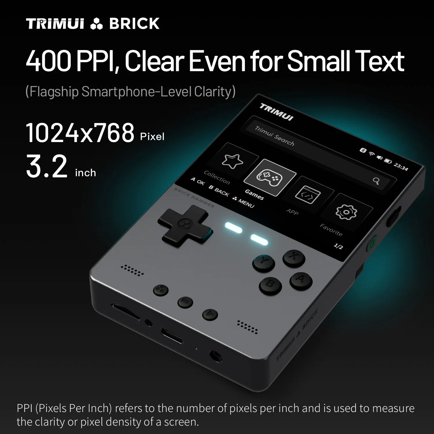 TRIMUI BRICK Video Game Console CNC Aluminum Alloy 3.2''IPS Screen A133P Linux OS TRIMUIUI LED Lighting Free Keycaps Player Gift