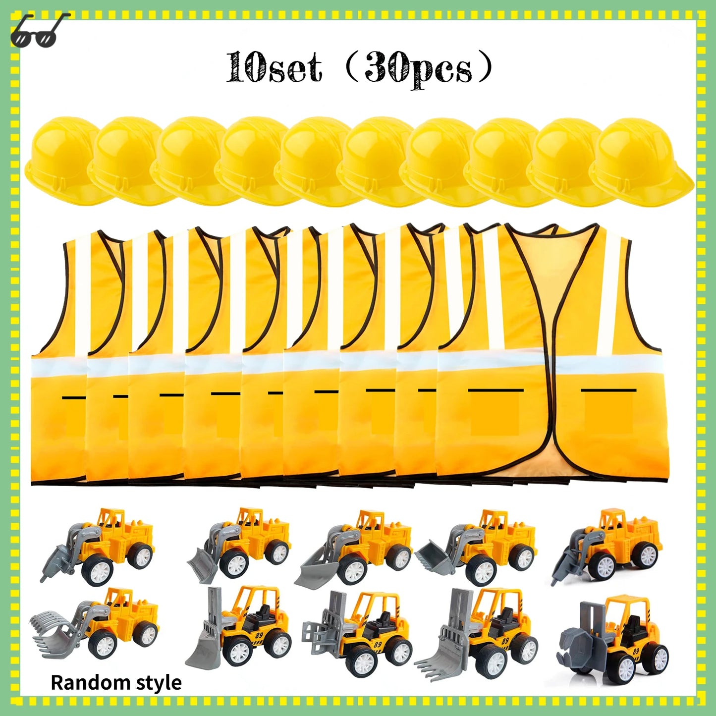 Kids Construction Party Favors for Boys Construction Vest Hat toys Worker Costumes Dress Up Construction Birthday Party Supplies