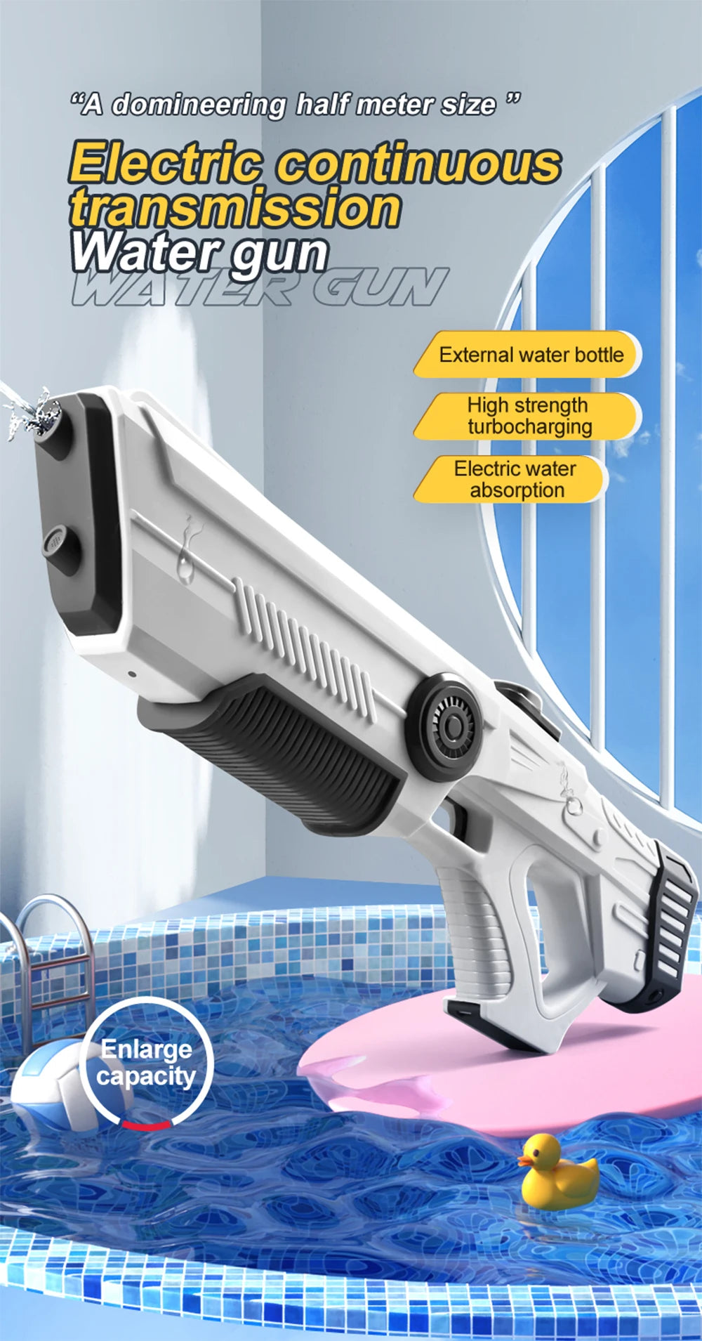 Electric Automatic Water Storage Gun Toys Portable Children Summer Beach Outdoor Fight Fantasy Spray Gun Toys Boy Kid Adult Game