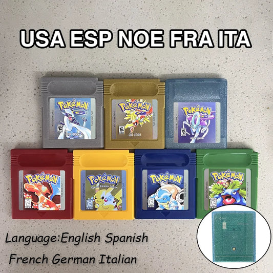 GBC Video Game Cartridge Console Card Pokemon Blue/Crystal/Green/Gold/Red/Silver/Yellow High Quality with Multi-language