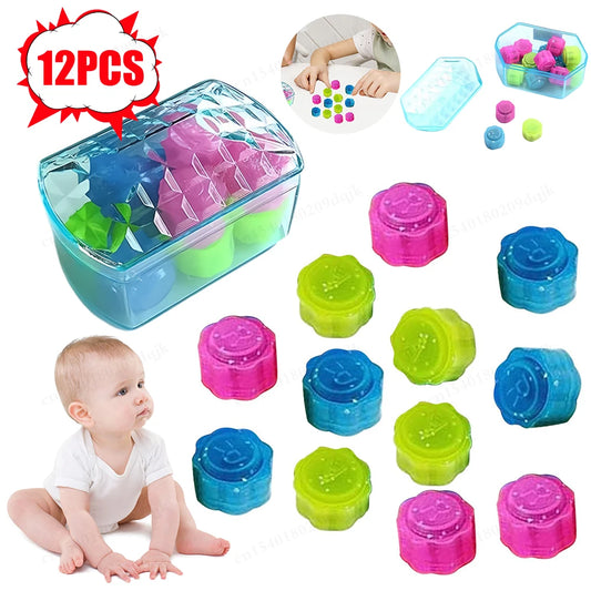 12pcs Korea Traditional Play Game Gonggi Jack Stone Pebbles Set Box Exercise Colorful Fun Stress Relief Toy for Kids and Adults