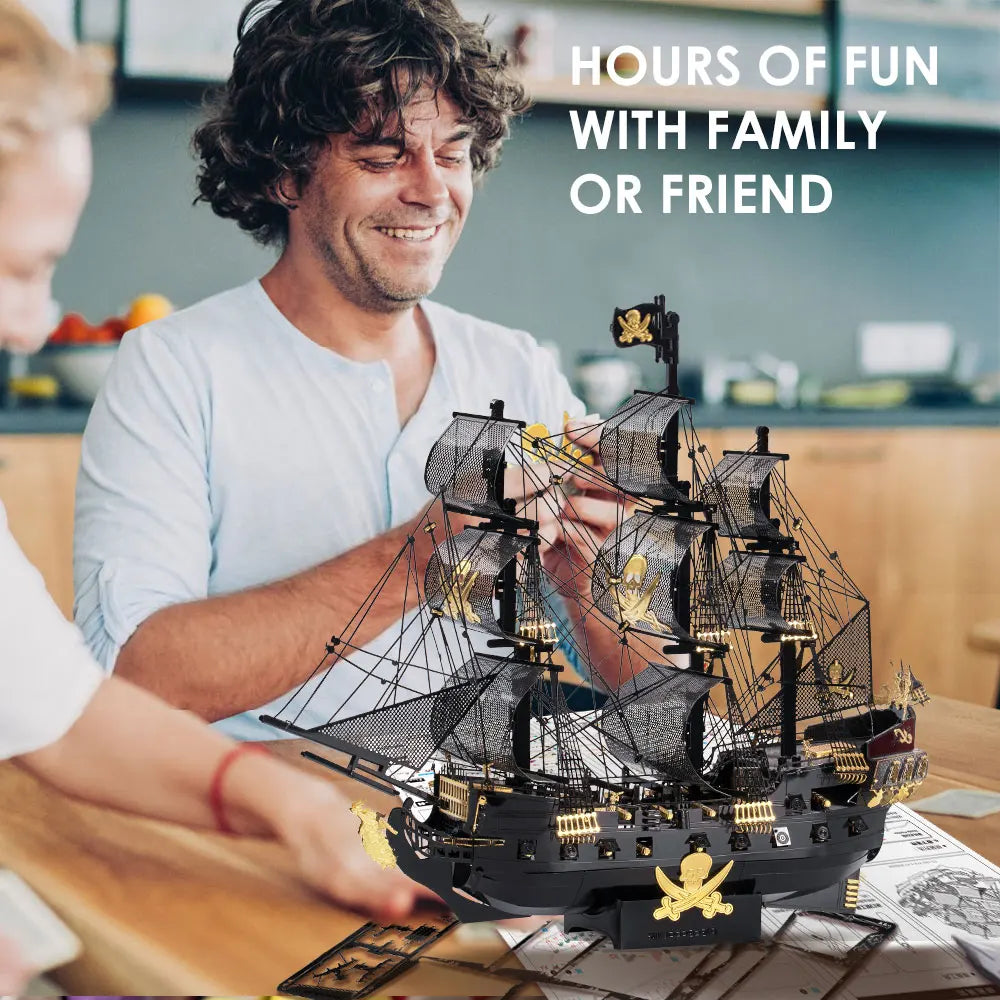 Piececool 3D Metal Puzzle Building Blocks Black Pearl Model DIY Assemble Jigsaw Toy ,Christmas Birthday Gifts for Adults
