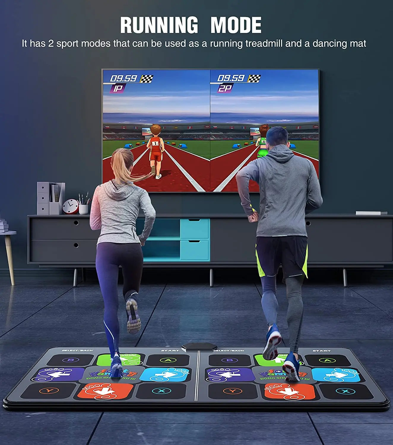 Dance Mat Game for TV/PC Family Sports Video Game Anti-slip Music Fitness Carpet Wireless Double Controller Folding Dancing Pad