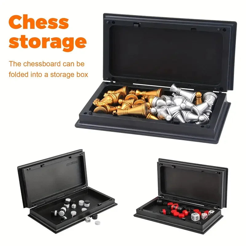 Mini Magnetic Chess Board Games, Small Portable Folding Chess  Classic Backgammon Checkers Travel Set Toys for Kids Adult Gift