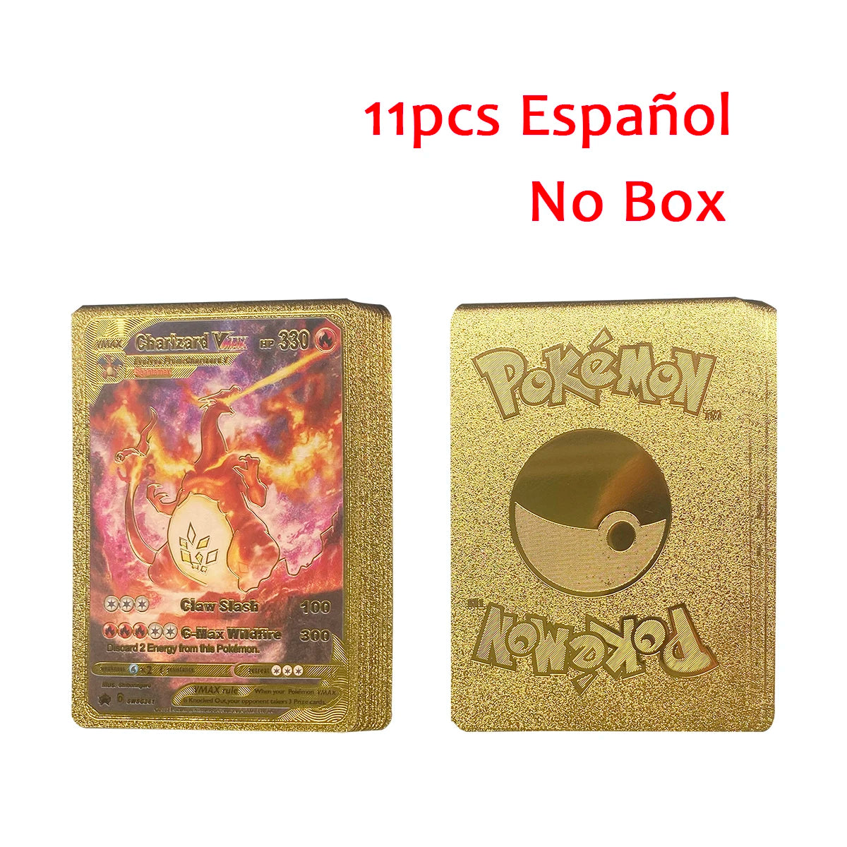 11-110Pcs Pokemon Cards Gold Foil Golden Letters English Spanish French German Game Card Metalicas Charizard Vmax Gx Series Gift