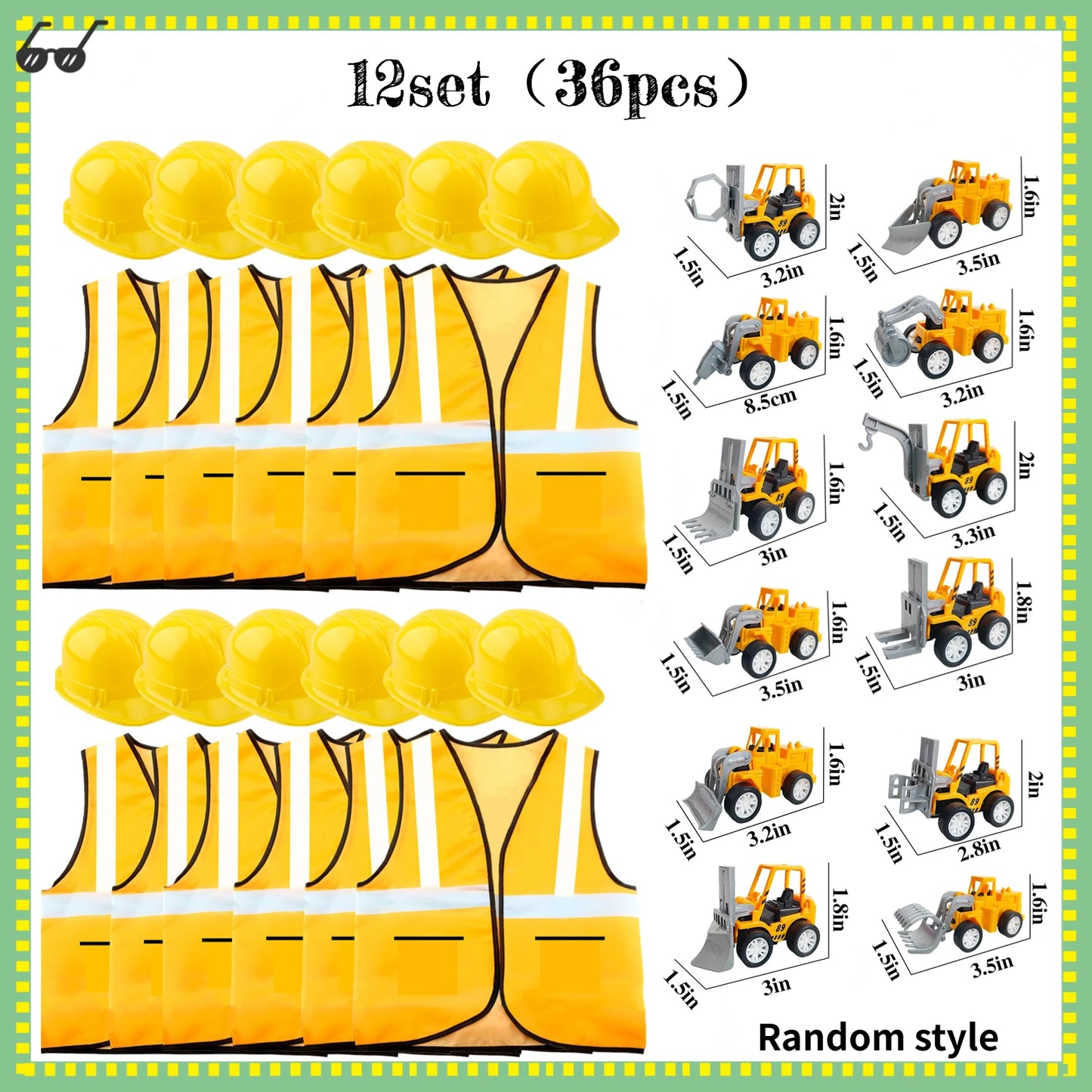 Kids Construction Party Favors for Boys Construction Vest Hat toys Worker Costumes Dress Up Construction Birthday Party Supplies