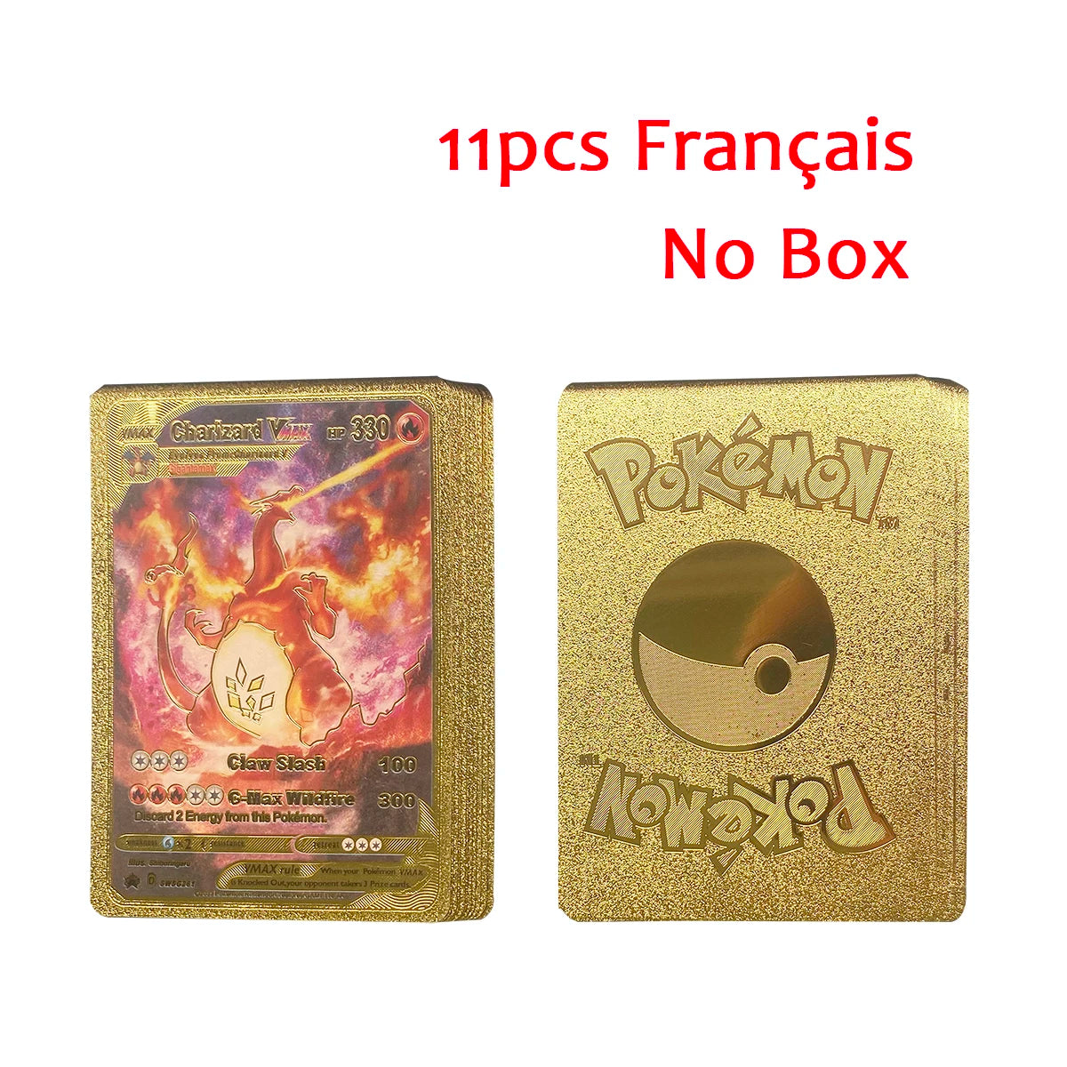 11-110Pcs Pokemon Cards Gold Foil Golden Letters English Spanish French German Game Card Metalicas Charizard Vmax Gx Series Gift