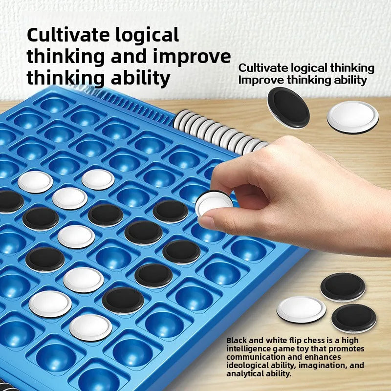Puzzle Toy Flip Black and White Chess Board Parent-child Interactive Tabletop Game Strategy Toy for Logical Thinking Training