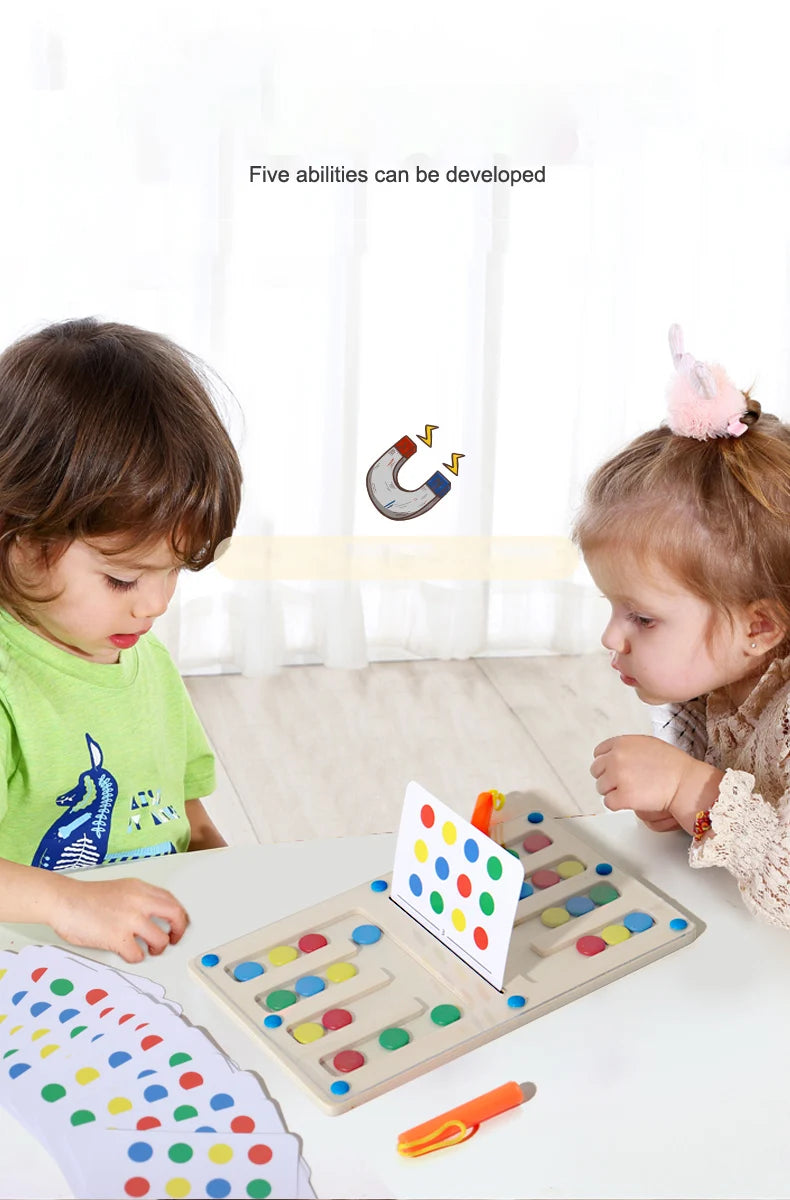 Four Color Walking Game Chess Single&Double Maze Battle Game Logical Thinking Training Montessori Early Education Puzzle Toys