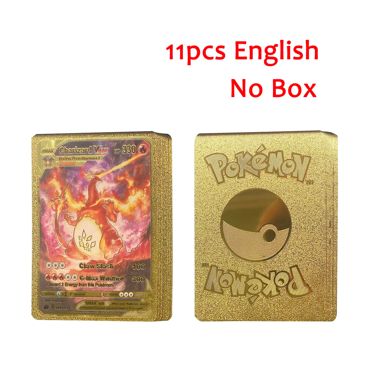 11-110Pcs Pokemon Cards Gold Foil Golden Letters English Spanish French German Game Card Metalicas Charizard Vmax Gx Series Gift