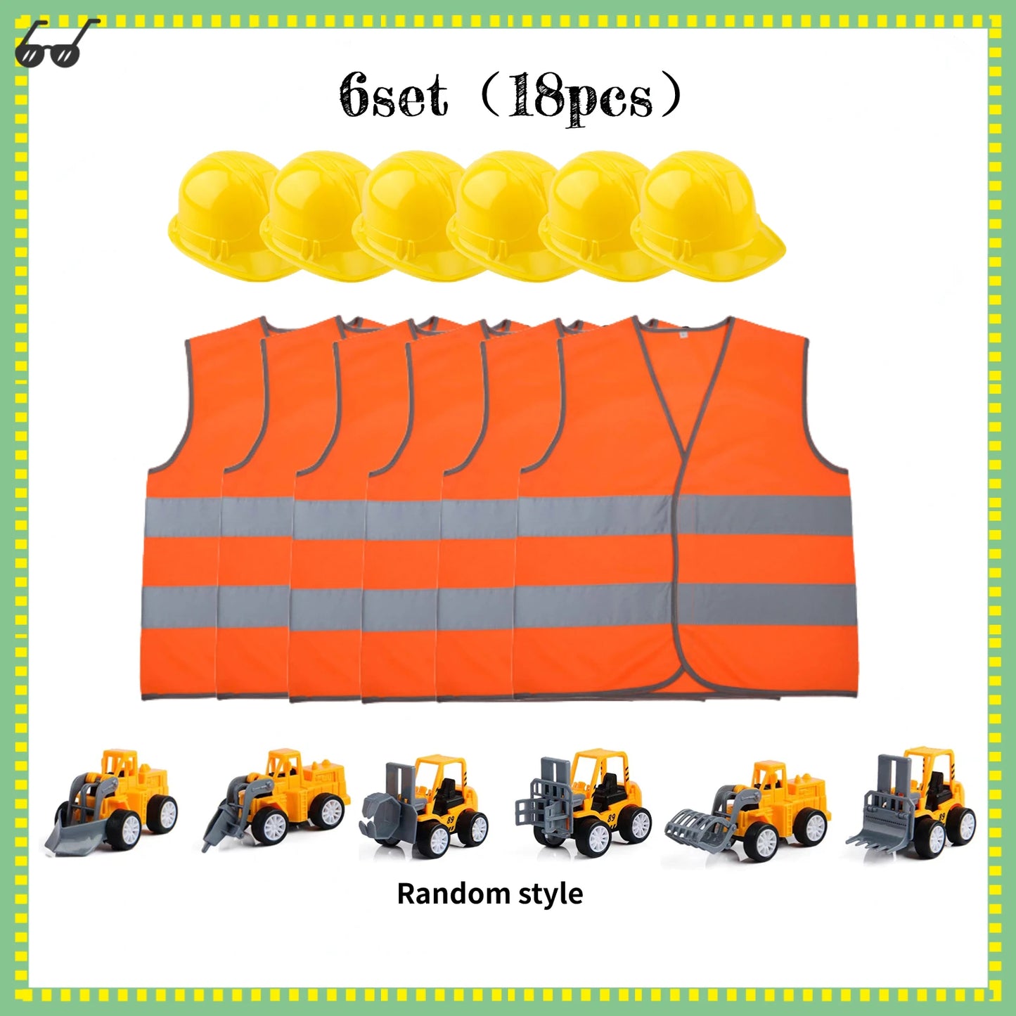 Kids Construction Party Favors for Boys Construction Vest Hat toys Worker Costumes Dress Up Construction Birthday Party Supplies