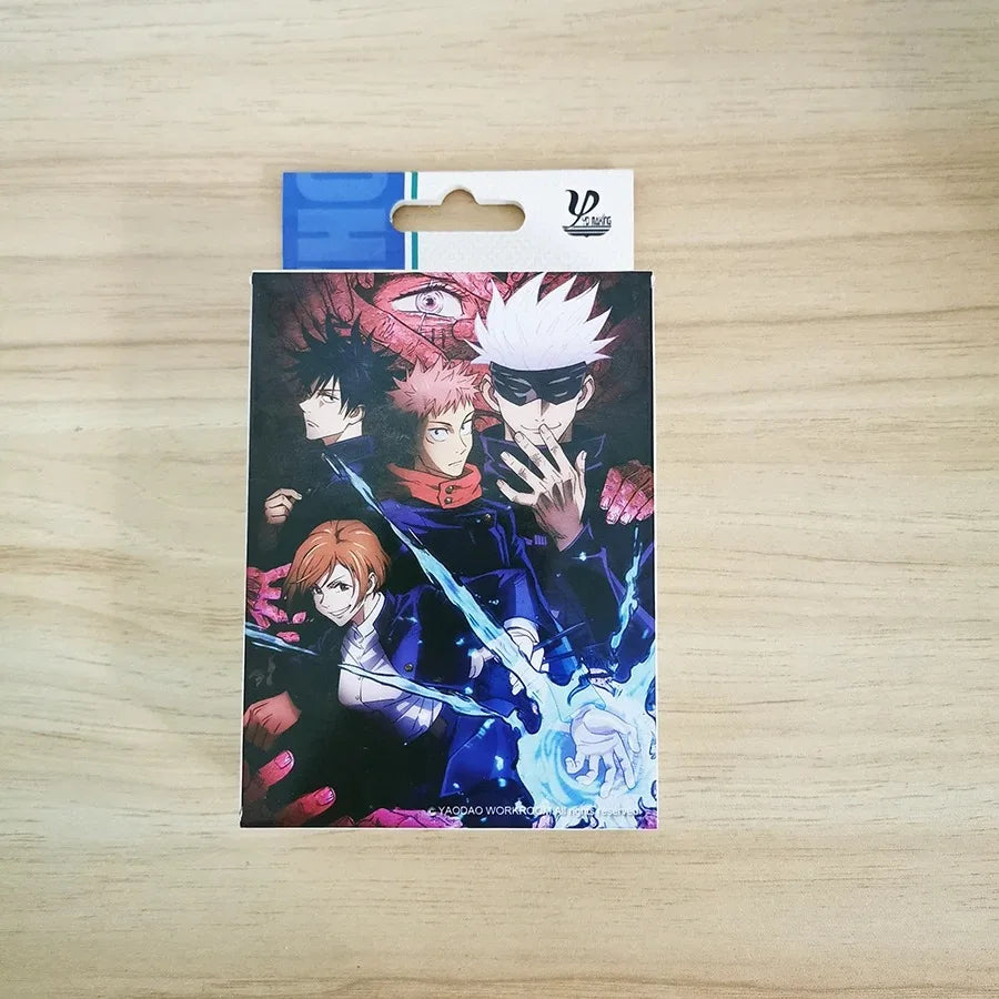 54Pcs Cards Anime Genshin Impact Cosplay Board Game Cards Jujutsu Bleach Hardcover Poker Toy Gift With Box