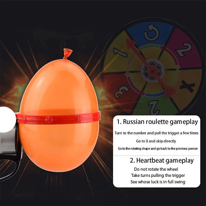 Russian Roulette Balloon Games Funny Turntable Balloon Board Game Gambling Gas Ball Gun Prank Toy Party Parody Water Ball Gun