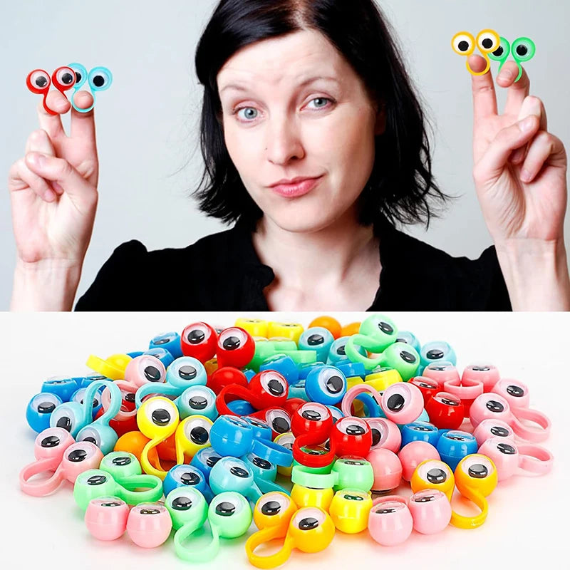 20pcs Wiggle Eyeball Finger Puppet Plastic Rings Toys for Kids Birthday Party Favor Practical Jokes Games Gifts Bag Fillers