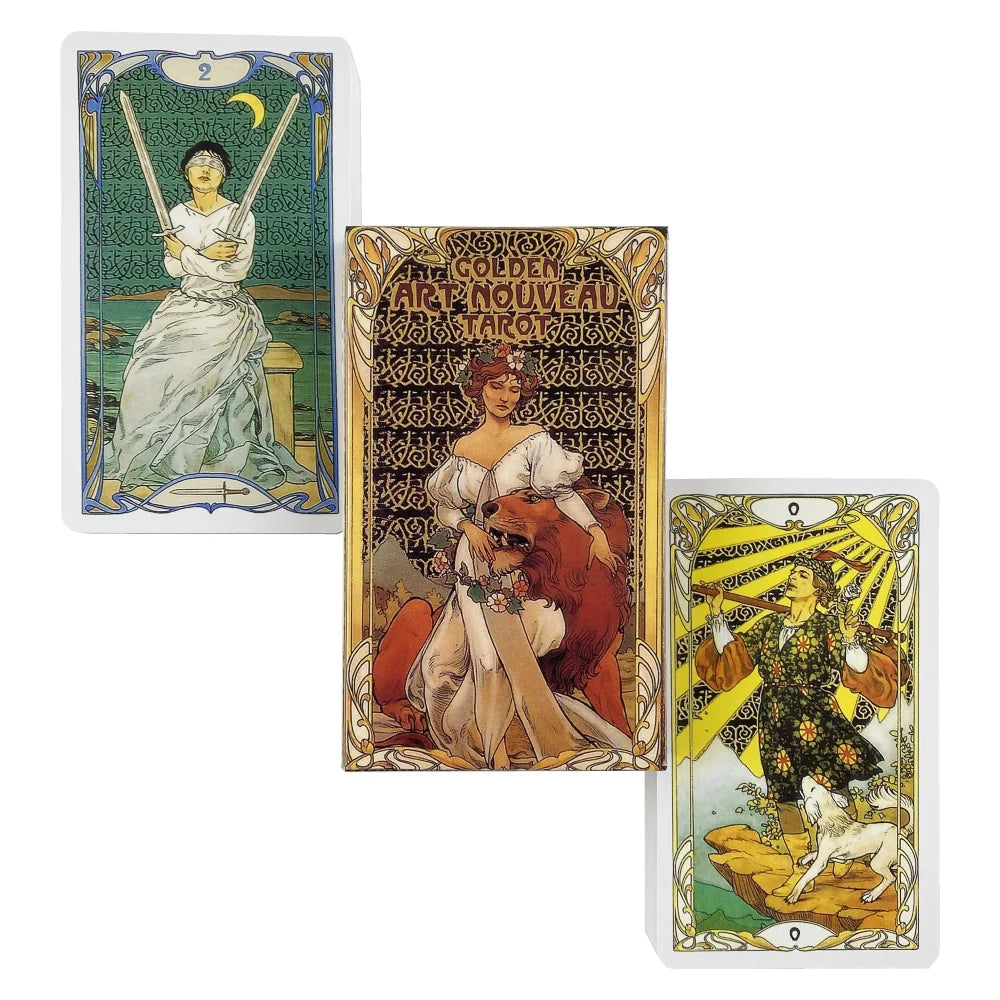 Golden Art Nouveau Tarot Cards A 78 Deck Oracle English Visions Divination Edition Borad Playing Games