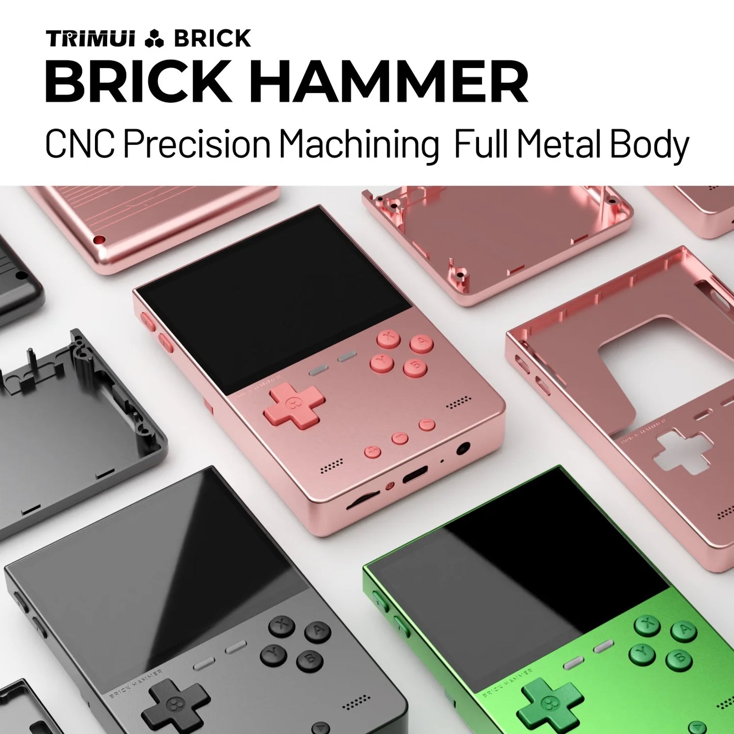 TRIMUI BRICK Video Game Console CNC Aluminum Alloy 3.2''IPS Screen A133P Linux OS TRIMUIUI LED Lighting Free Keycaps Player Gift