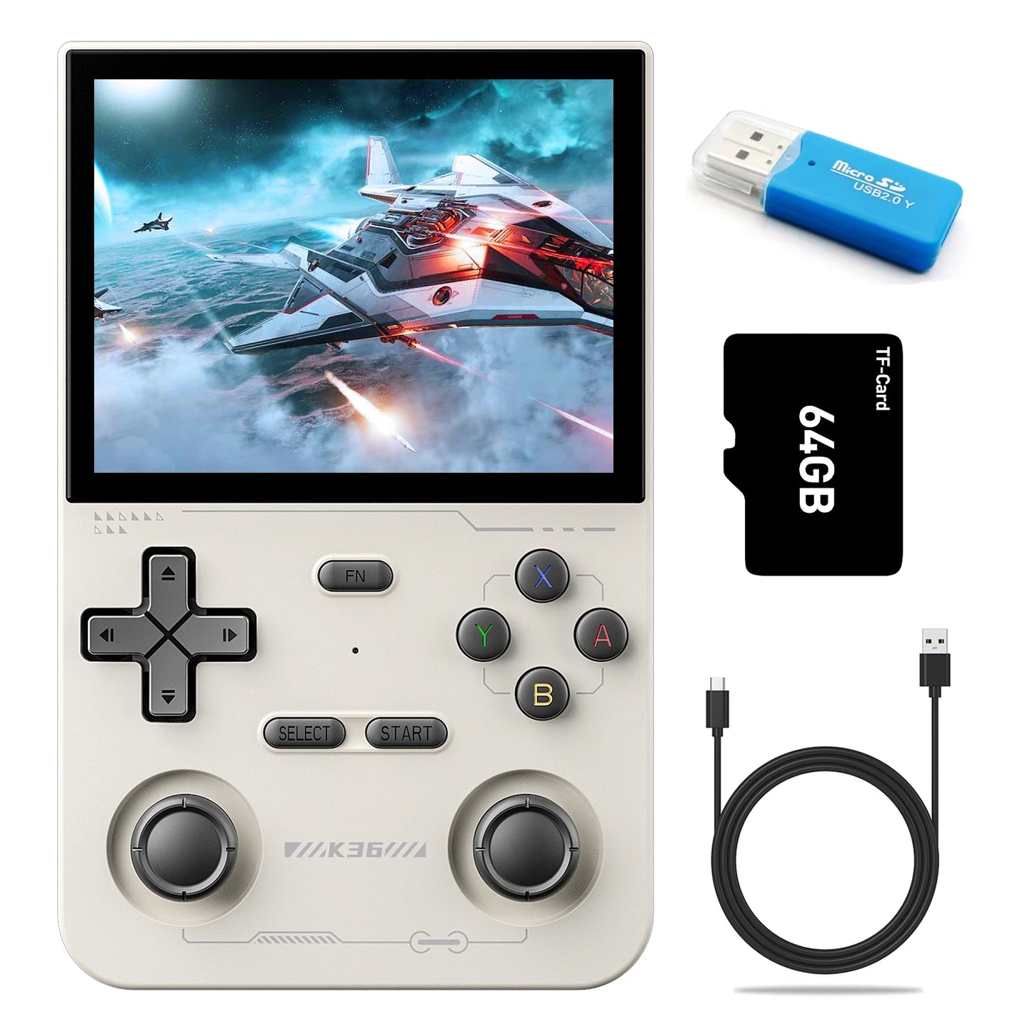 GAMINJA Open Source K36 Retro Handheld Video Game Console 16000 Games Emulator for PS1/PSP/DC/N64/SS 3.5 Inch IPS Screen