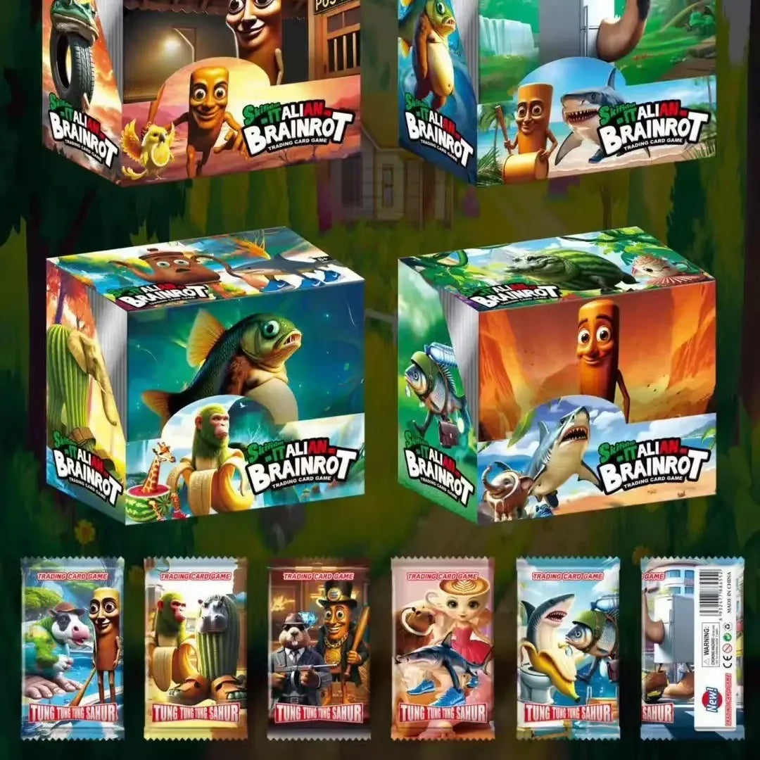 AI Brainrot Italian Collection Card Trend Card Blind Box TungTung Wooden Man Tralalelo Tralala Shark Card Game Toy Birthday Gift