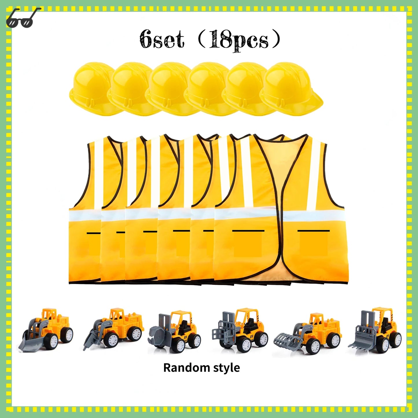 Kids Construction Party Favors for Boys Construction Vest Hat toys Worker Costumes Dress Up Construction Birthday Party Supplies