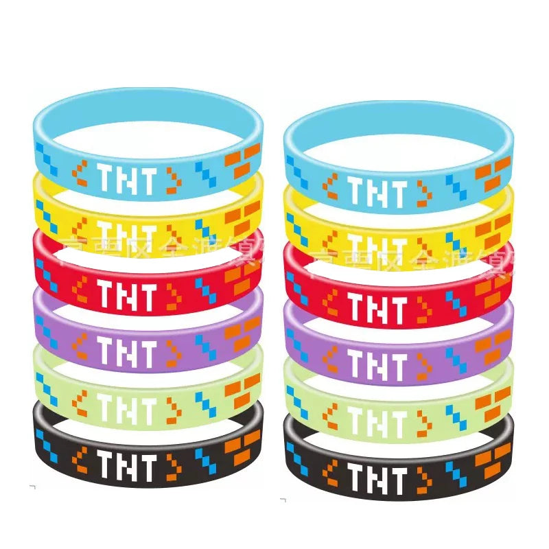 Video Game Birthday Party Favors Bracelets Straw Keychain Kids Miner Craftings Birthday Party Favors Gift School Reward Pinata